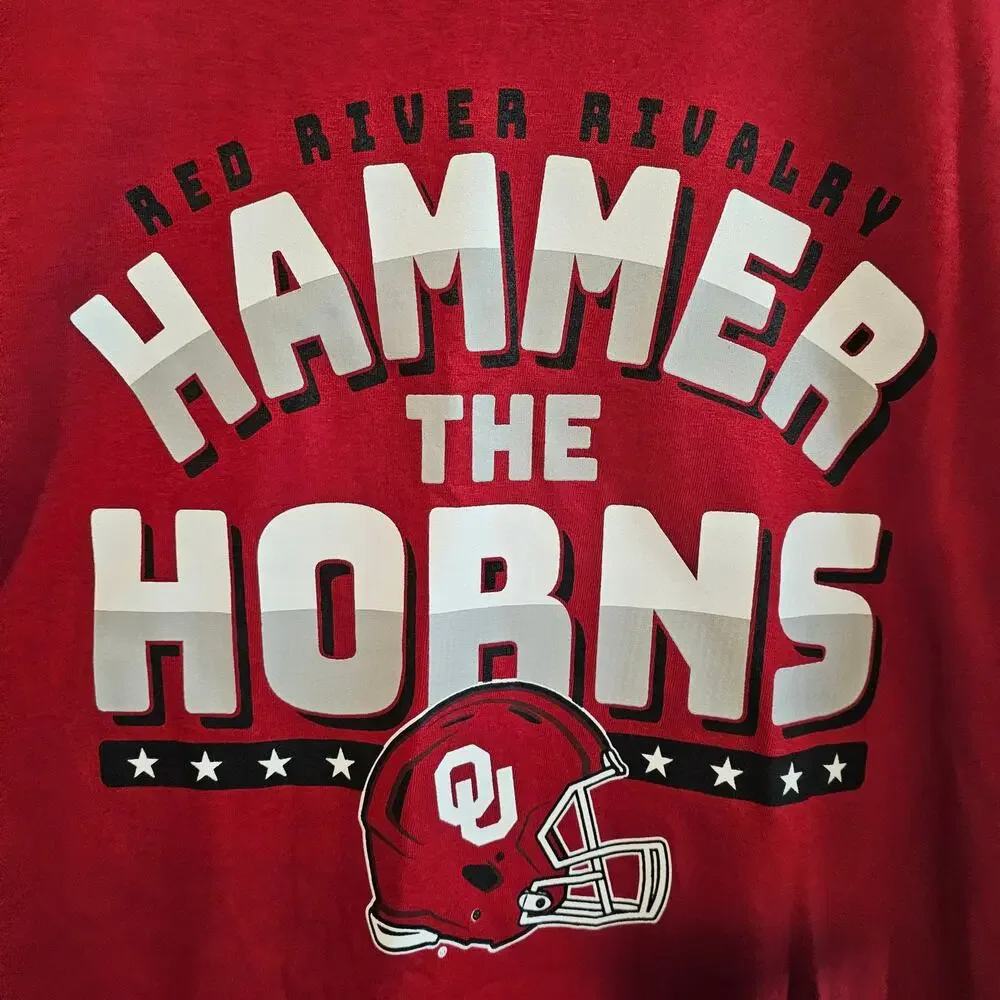 Oklahoma University OU T-Shirt 2X Champion Red Hammer the Horns Boomer Sooners - Picture 2 of 9